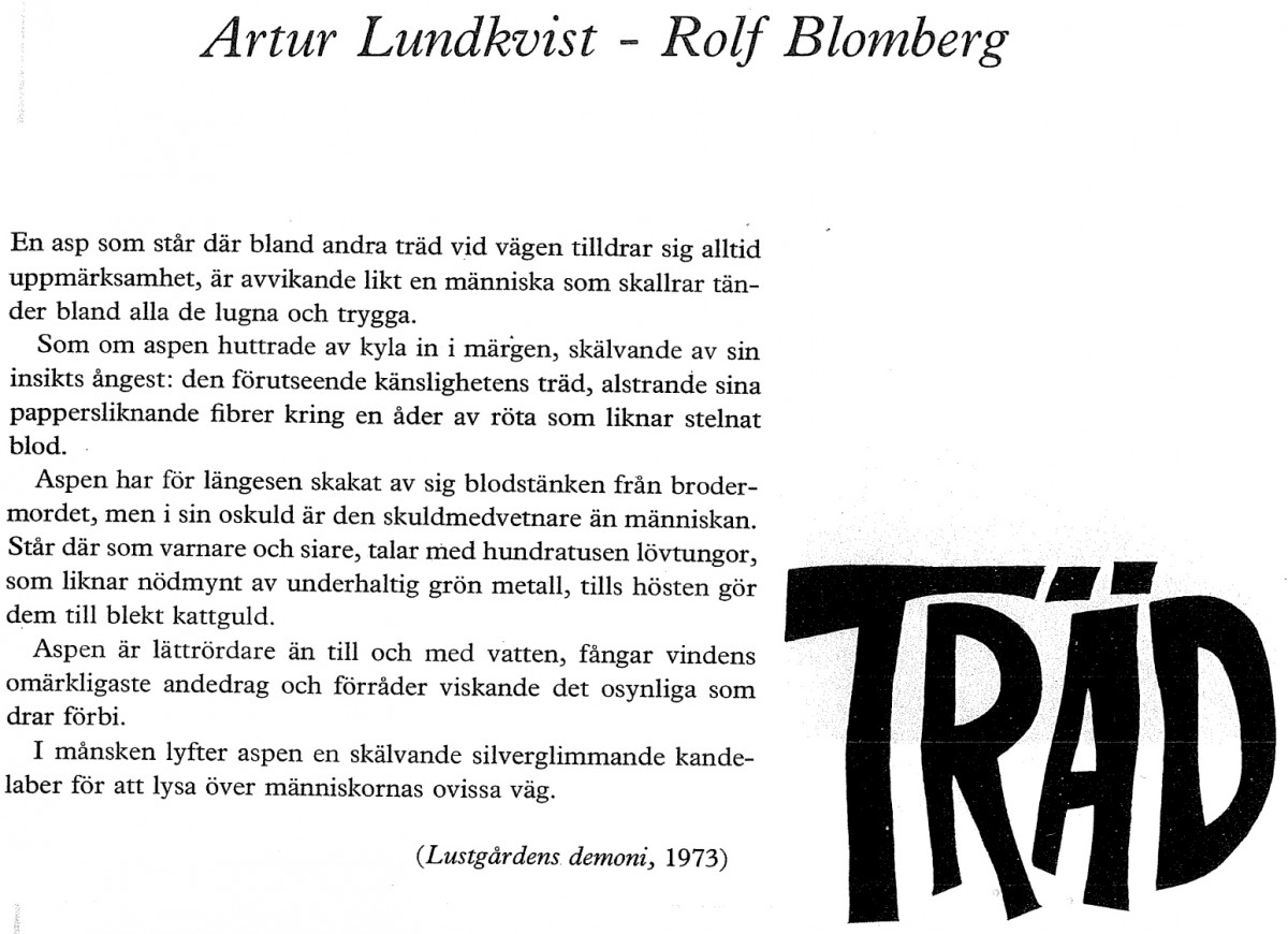 Artur Lundkvist - Rolf Blomberg ur Lustgårdens demoni 1973