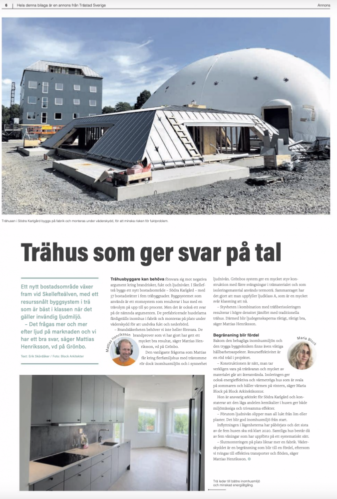 Trästad Sverige – "Trähus som ger svar på tal", Södra Karlgård Skellefteå, Grönbo, 2019